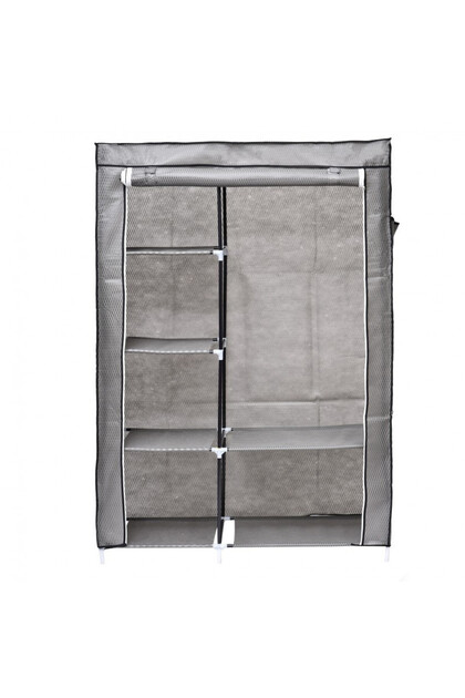 Dulap din material textil cu structura metalica, 105 x 45 x 160 cm, gri
