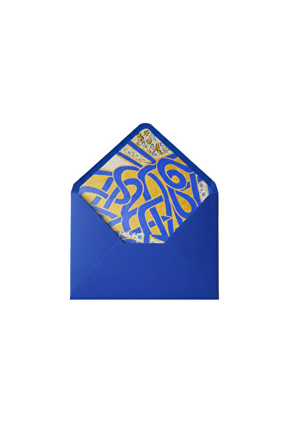 مظروف مبطن بورق سميك مقاس 13 × 18 سم بتصميم خاص بنمط خطوط باللون الأزرق - قطعتان من أقلام الحبر المتطابقة مع ورق الرسائل هدية!