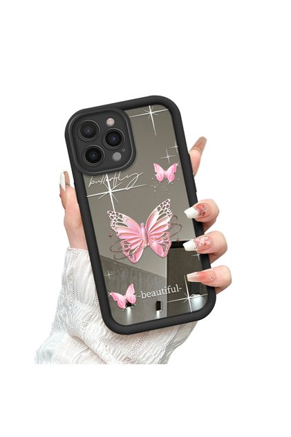 iPhone 14 Pro Max Compatible Anti-Fall Silicone Phone Case with Butterfly Mirror
