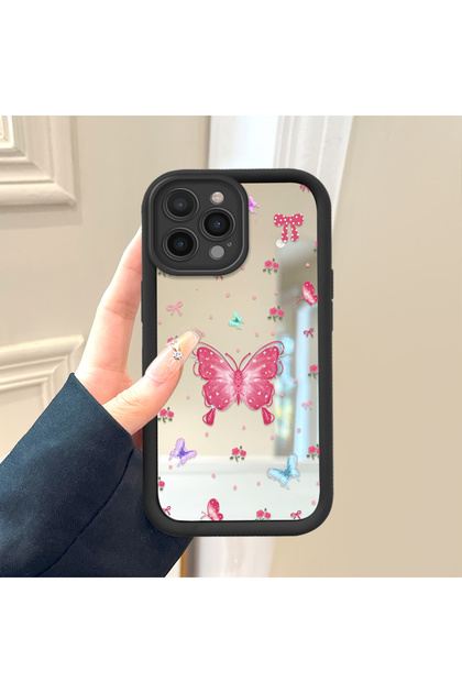 iPhone 14 Pro Max Compatible Beautiful Butterfly Mirror Anti-Fall Silicone Phone Case