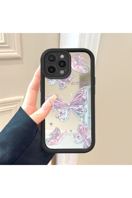 iPhone 14 Pro Max Compatible Beautiful Butterfly Mirror Anti-Fall Silicone Phone Case