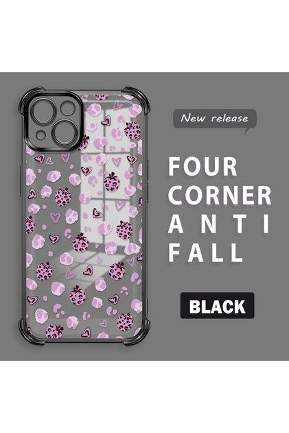 iPhone 13 Compatible Transparent Silicone Flutter Protective Case Strawberry Patterns