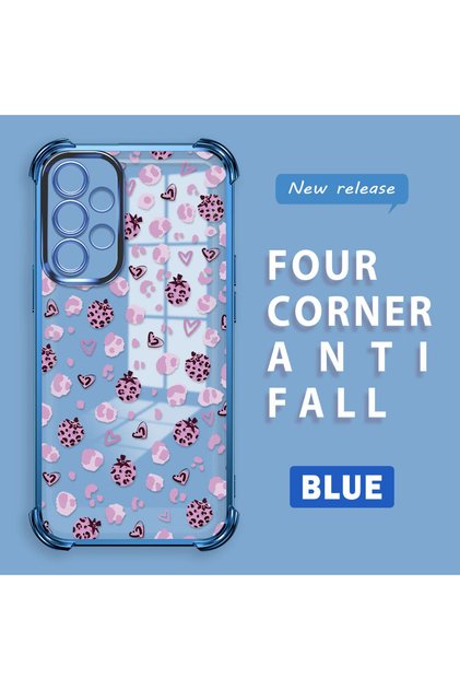 Samsung Galaxy A32 Compatible Transparent Silicone Flutter Protective Case Strawberry Patterns
