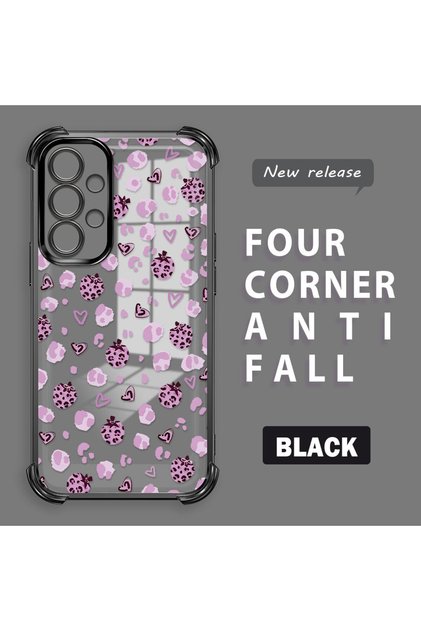 Samsung Galaxy A33 5g Compatible Transparent Silicone Flutter Protective Case Strawberry Patterns