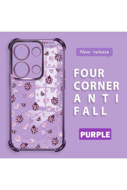 Xiaomi Redmi Note 13 Pro 4g Compatible Transparent Silicone Flutter Protective Case Strawberry Patterns