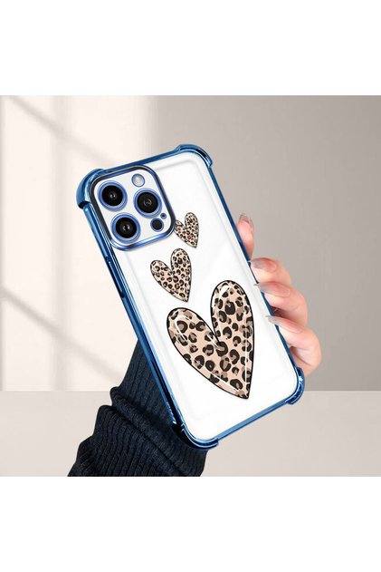 iPhone 14 Pro Max Compatible Transparent Silicone Flutter Protective Case Leopard Patterns