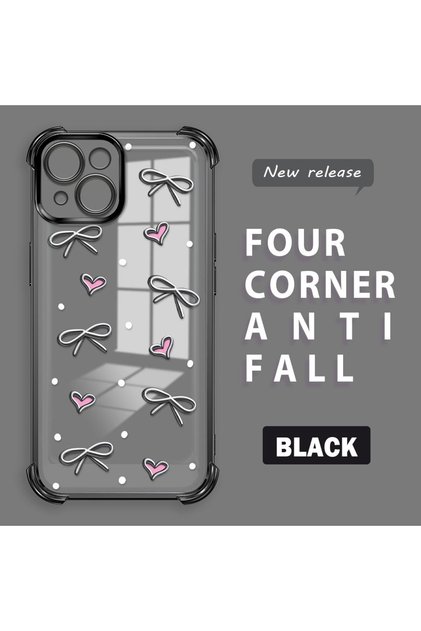 iPhone 15 Compatible Transparent Silicone Flutter Protective Case Heart Patterns