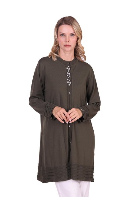 Merdiven Knitwear Stone Cardigan Khaki