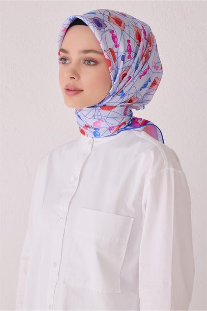 Tivil Silk Scarf 4050 - 02 Blue Mixed Pattern