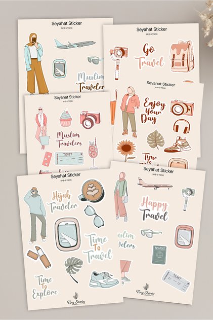 Travel Themed Sticker Set - 6 Pieces / Agenda, Notebook, Bullet Journal, Scrapbook