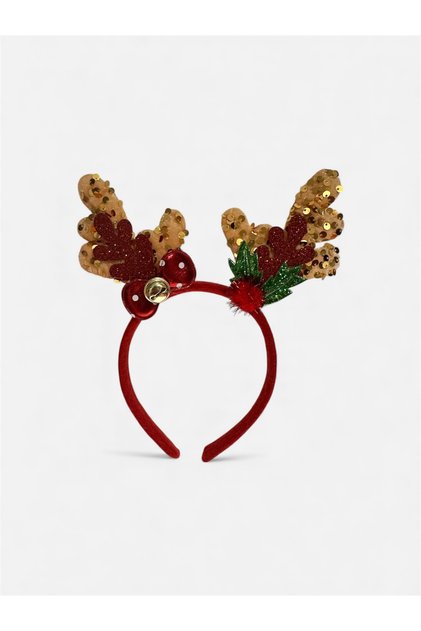 New Year's Crown with Deer Gold Color Sequins