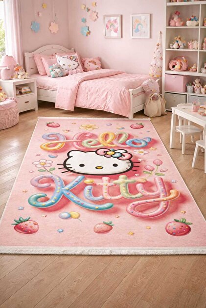 Hello Kitty answer4 アンサー4 M ANTİK KİLİM BYZ HELLO KİTTY ÇOCUK ODASI KİLİMİ ULTRA CANLI RENKLER