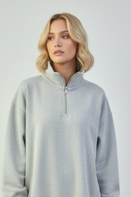 Half Zipper Women's Oversized Sweatshirt Comfortable Fit Daily Use