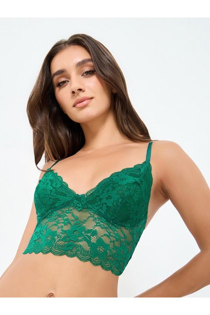Solid All Lace Longline Padded Non Wired Bra