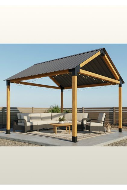 Çardak Pergola Birleştirme Seti 10x10 Aparatlar 30 Derece Çatı Eğimi (AHŞAPLAR HARİÇ)