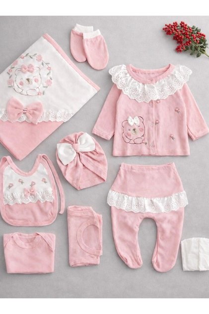 10-Piece Newborn Lace-Collar Girl Baby Boxed Hospital Discharge Set Baby Birth Gift