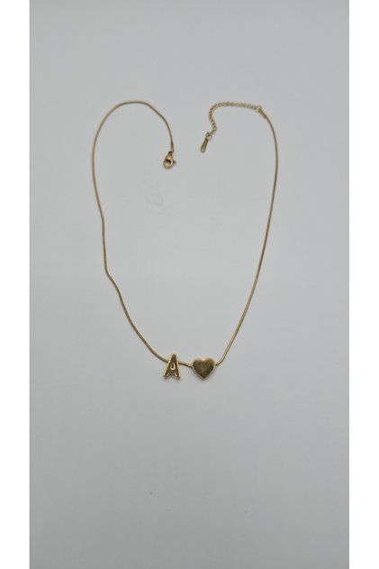 Steel Heart Detailed Letter a Necklace