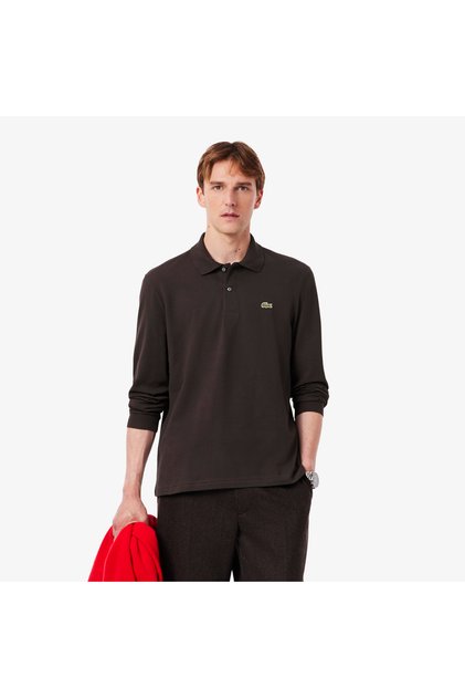 L.12.12 Erkek Classic Fit Uzun Kollu Koyu Kahverengi Polo