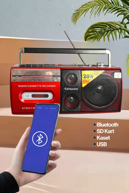 SPRANGE Kasetçalar Teyp Bluetooth Hoparlör USB SD Kart Özellikli
