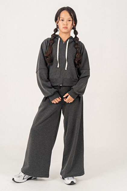 Oversized Cut Hooded Girls' Tracksuit Set- 26K 6502