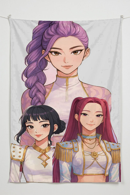 Demon Hunters Printed Wall Hanging – K-Pop Themed, High-Quality Fabric, Tapestry Wall Carpet
