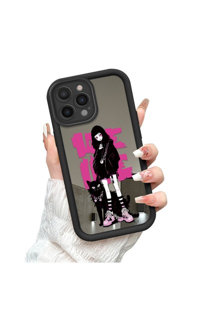 iPhone 14 Pro Max Compatible Phone Case Girl Mirrored Anti-Drop Silicone Case