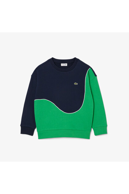 Çocuk Bisiklet Yaka Renk Bloklu Lacivert Sweatshirt