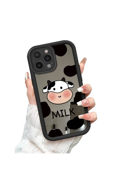 iPhone 14 Pro Compatible Phone Case Milk Cow Mirrored Anti-Drop Silicone Case