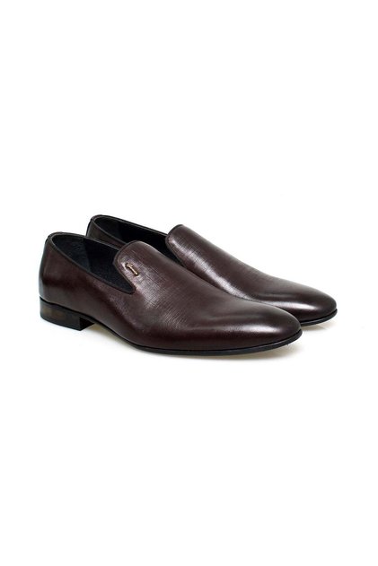 Brown Laceless Genuine Leather Men's Shoes