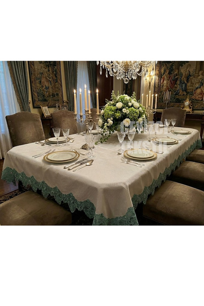 Single tablecloth pitikare 160x220cm | Lace-trimmed dining table cover 160x220cm - single table