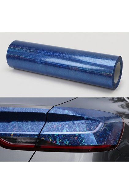 Honeycomb Patterned 3D Colormatic Headlight Film Stop Foil 1Mx30Cm Dark Blue
