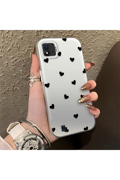 Realme C11 2021 Compatible Silicone Edge Hard Back Anti-Fall Case Heart Patterns