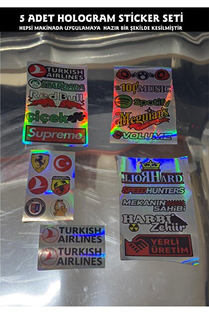 Hologram Sticker Seti 21 Parça 5 TAKIM / Araç Hologram Sticker / Bisiklet Sticker / Motor Sticker