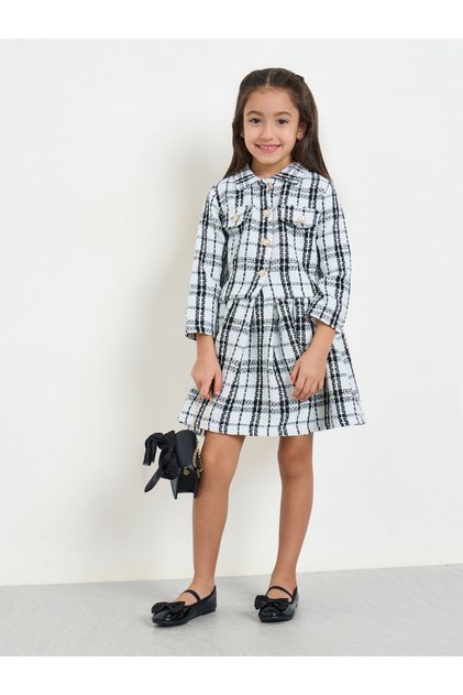 Girls Tweed Top and Skirt Set