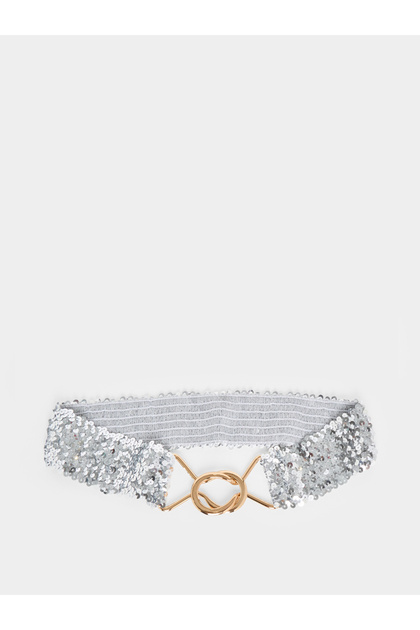 Silver Sequin Elastic Belt
