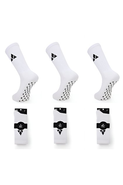 Spor 3-Pack White Stitch-Free Toe Breathable Non-Slip Sole Socks for Football, Basketball, Tennis, Yoga, Plates