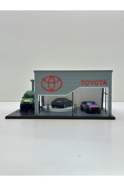 Butik 3D Baskı 1/64 Ölçekli Toyota Showroom Tasarımlı Diorama Araç