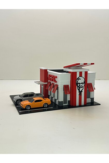 Butik 3D Baskı 1/64 Ölçekli KFC Bina Tasarımlı Diorama Araç