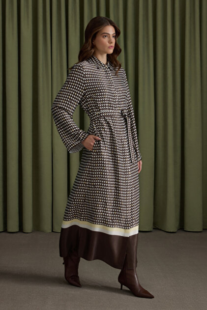 Brown Cocoon Logo Viscon Dress