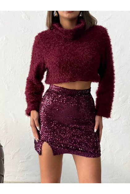 Sequined Slit Mini Skirt Yilbalşi