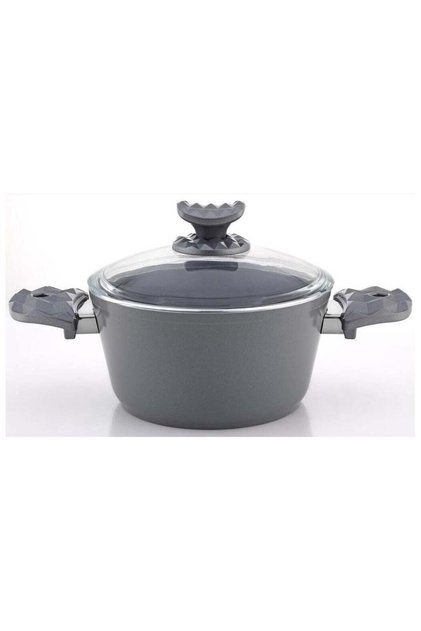 Hella Ceramic Non-Stick Surface Casserole - 30cm - Tempered Glass Lid - PFOA Free - Grey
