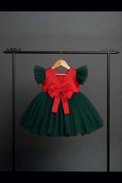 Girls' Christmas-Themed Tulle Evening Dresses