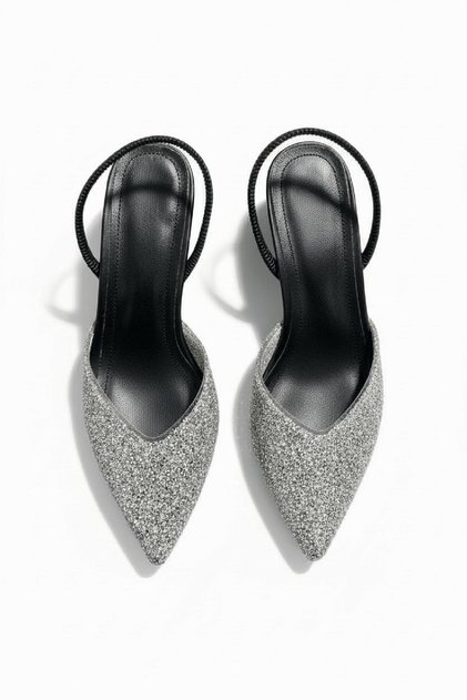 Lorya Black Stone Look (4 cm) Pointed Toe Heeled Shoes