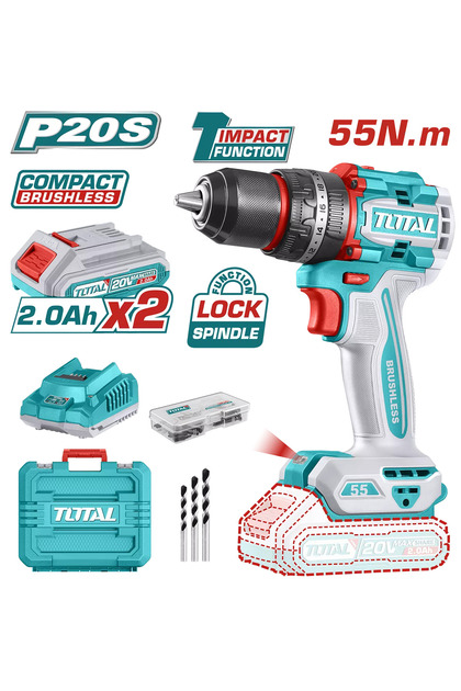 – Mașină de găurit cu percuție cu baterii LI-ION de 20 V-2.0 AH