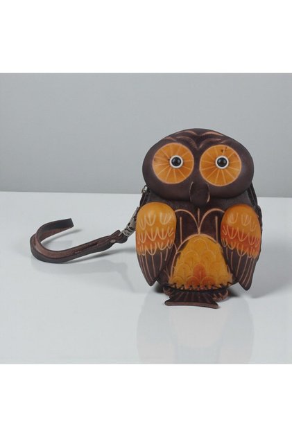 Handmade Genuine Leather Owl Design Zippered Women's Wallet | Coin Card Key Bag Md 1