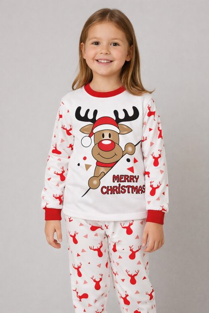 New Year Themed Cotton Combed Cotton Children's Pajama Set