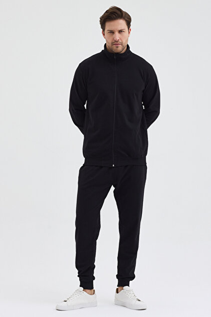 Men's 2-Thread Regular Fit Mandarin Collar Tracksuit Set