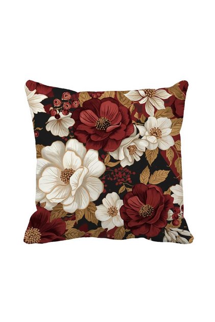 Red Floral Print Single Cushion Cover - Stylish and Warm Home Decor - 43X43 cm