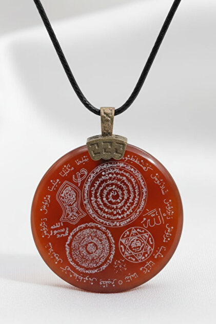 Handmade Red Multi-Priest Agate Stone Necklace, Healing and Balance with Spiritual Symbols