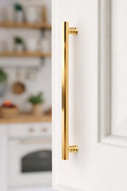5-Piece Gold Handle 224 mm – Shiny Gold Modern Furniture Cabinet Handle (Pack of 5)